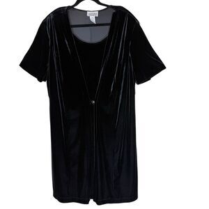 Vintage Victoria Stephens Dress Black Velvet Layered Size 20WP 80’s Elegant LBD
